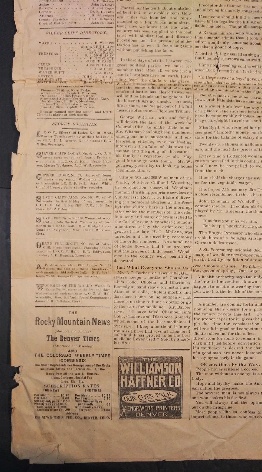Rare antiquarian newspaper SILVER CLIFF RUSTLER Custer County Colorado