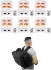  6 Rockville BEST PAR 50 White Rechargeable Wash Lights w/Wireless DMX Backpack