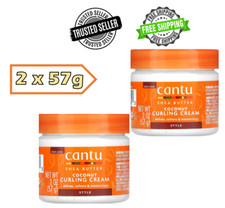 2 x 57g CANTU Shea Butter Coconut Curling Cream For Natural Curl Wave Hair