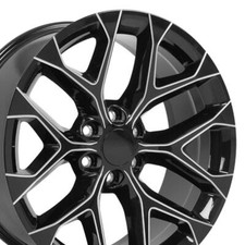 Ck156 Milled Black Snowflake 22 Inch Wheels Set Fits Cadillac Gmc Chevy