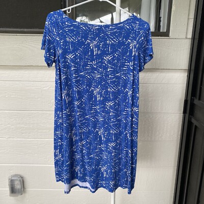 Vintage A LINE Hawaiian Dress Womens Petite Small SP Blue Stretch Short  Sleeve | eBay