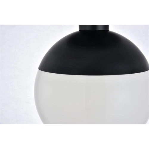 Living District Eclipse 1-Light Metal & Glass Flush Mount in Black/Frosted White - Picture 6 of 6