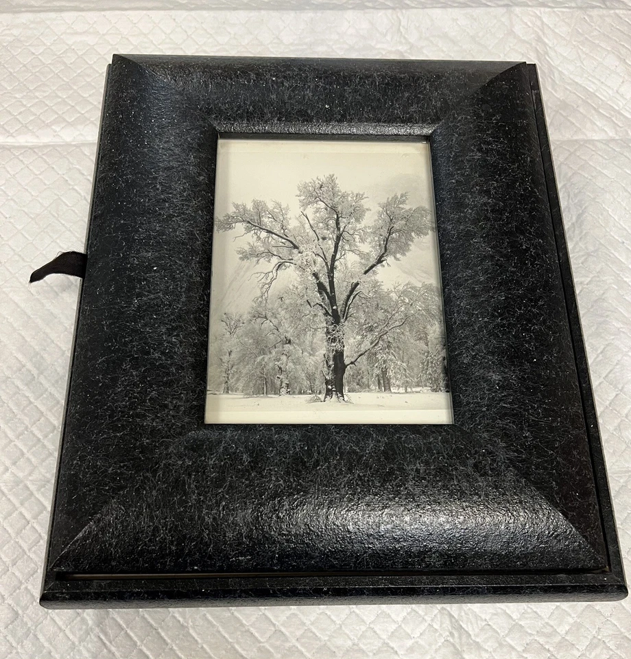 Caja de almacenamiento de árbol de nieve Ansel Adams enmarcada caja de utensilios caja de regalo caja de joyas RARA Foto 2 de 4