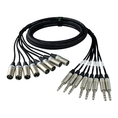 Custom Lynx Neutrik Male XLR to TRS Jack Loom. 2/4/8 Way. Balanced Stage Snake