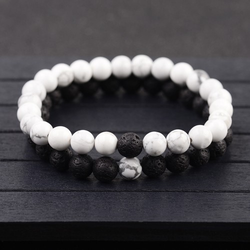 Couple His & Hers Distance Healing Bracelet Black Red Lava Bead Matching YinYang - Picture 100 of 156