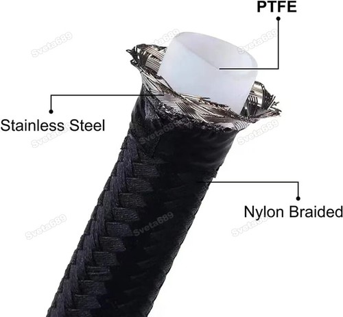 E85 Braided Nylon Stainless Steel Fuel Oil Gas Hose Fuels Lubricants Coolant - Picture 6 of 11