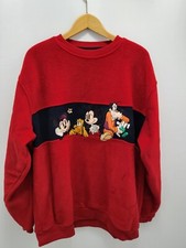 Disney Store Sweatshirt Mens L Mickey Minnie Embroidered Thick Vintage Fleece