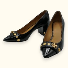 TORY BURCH Women's Kira Patent Leather Logo Pumps Shoes Size 7.5M #57517