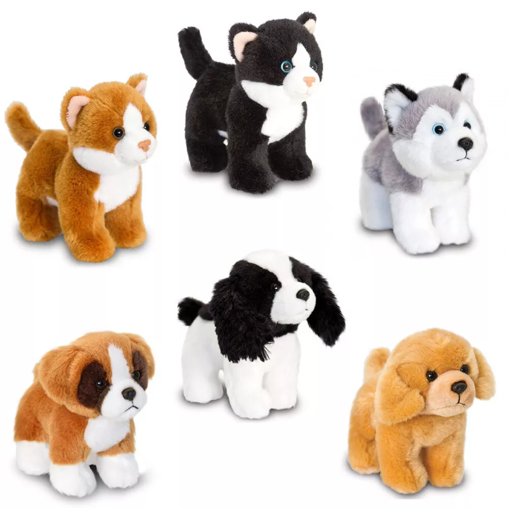 Keel Toys Standing Cats Dogs Soft Animal Plush w Sound Toy 12cm FREE DELIVERY