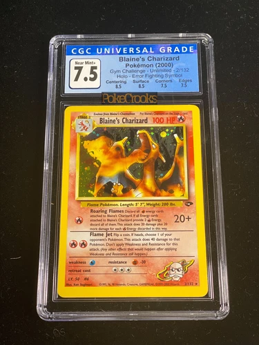 2000 Pokemon Gym Challenge Holo Blaine's Charizard 2/132 CGC 7.5 NM+
