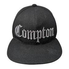 Compton Snapback Hat Black One Size Adjustable Embroidered 6 Panel Big Bear
