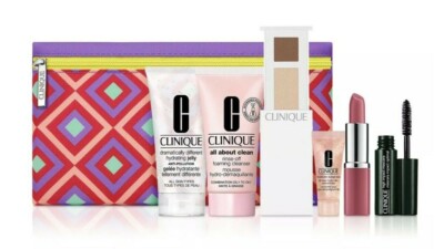 CLINIQUE 7pc GIFT SET w/ Plum Pop Lipstick, Like Mink Shadow, Moisture Surge Eye