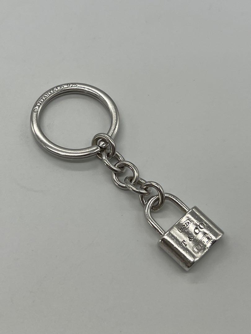Tiffany & Co. Cadena Padlock Keychain Key Ring 1837 Sterling Silver 925 USED