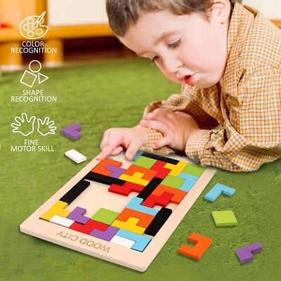 Puzzle Tangram En Bois Russian Blocks - Jeu De Logique Et Intelligence - Cadeau éducatif