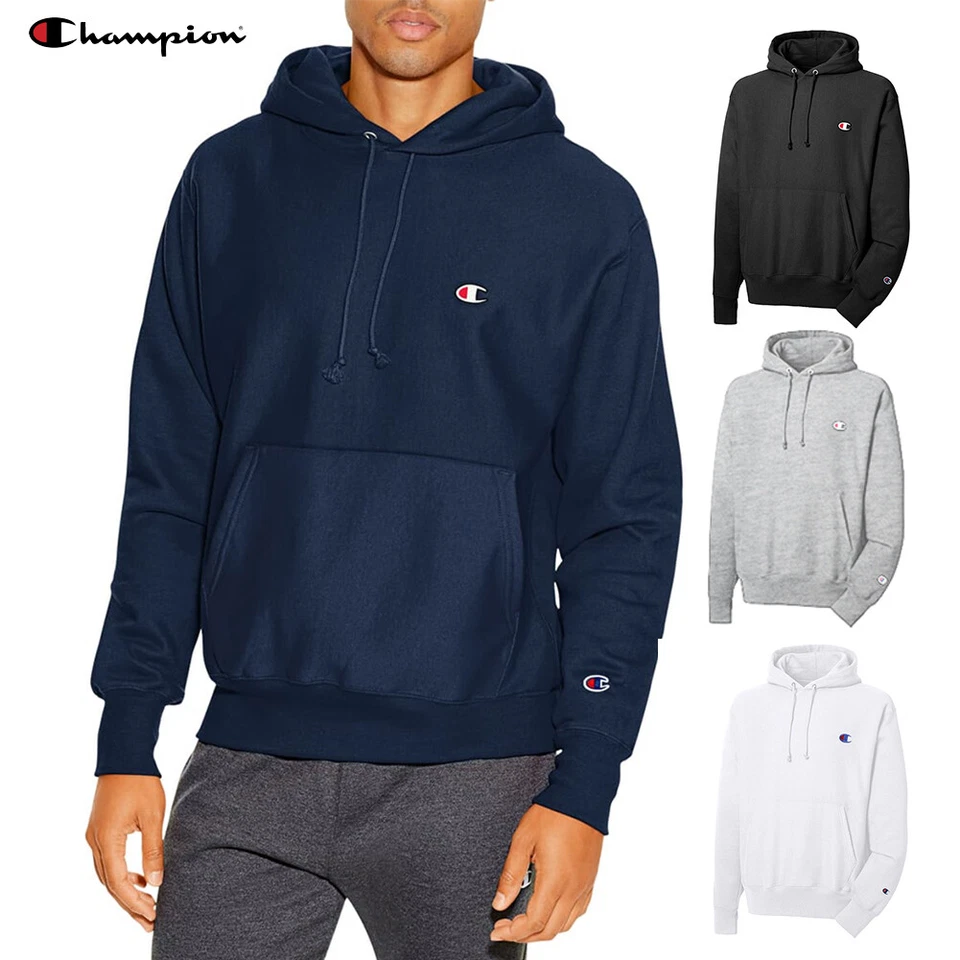 Champion Para Hombre Sudadera con Capucha Atlética Tejido Inverso Logo C Pullover Sudadera con Capucha