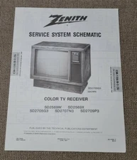 Zenith Service System Schematic Color TV Receiver SD2569W/SD2705G3/SD2707N3
