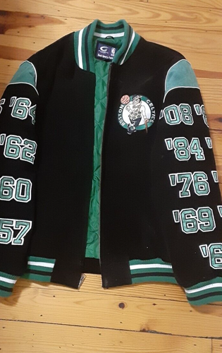 Boston Celtics Black Suede Varsity Jacket - Picture 2 of 5