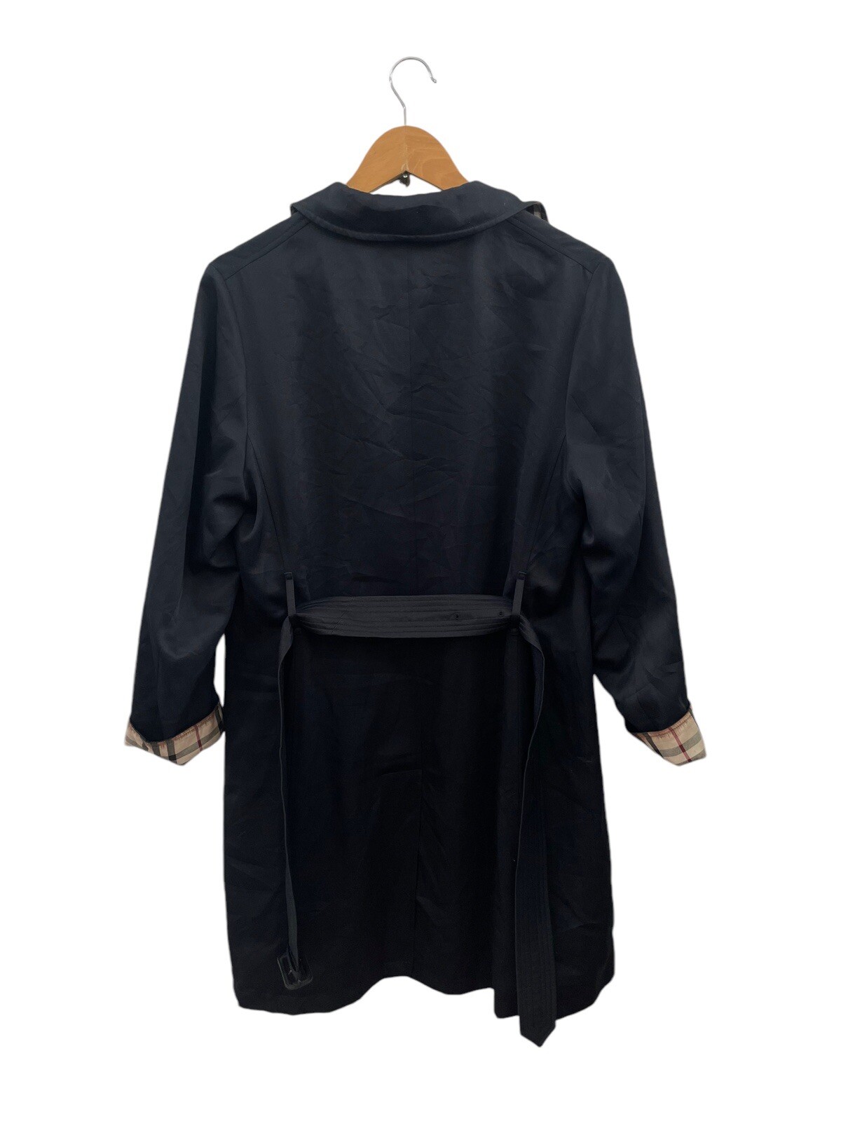 Burberry Black Overcoat Trench Coat with Belt and Nova Check Lining