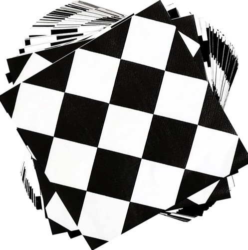 40pcs Black & White Checkered Race Car Birthday Party Supplies - Disposable C...