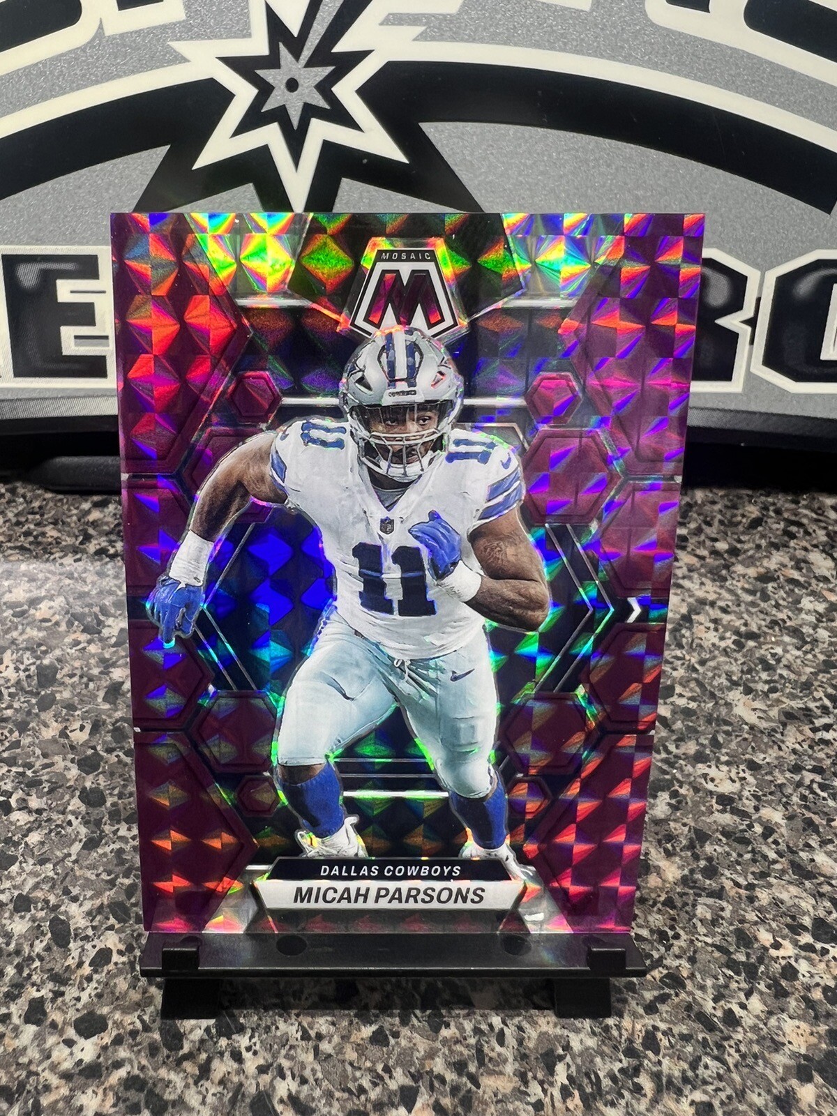 Micah Parsons 2023 Panini Mosaic Purple Mosaic 21/49 #58 Dallas Cowboys