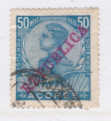 Portugal Acores Azoren 1911 D. Manuel Optd REPUBLICA 50r gebraucht A27P28F23716