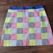 Vineyard Vines Whale Aurora Faux Patchwork Lined Cotton Skirt Ribbon Trim Size 4