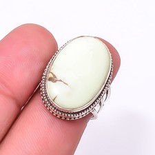 Lemon Chrysoprase - Australia Gemstone 925 Sterling Silver Bali Ring s.6 R25
