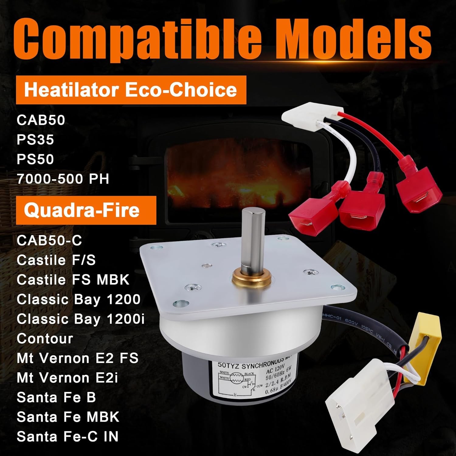 For Heatilator Eco-Choice Auger Feed Motor,PS35, PS50, CAB50, 812-4420, 812-4421