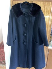womens vintage 50s wool, fur collar. fits XL