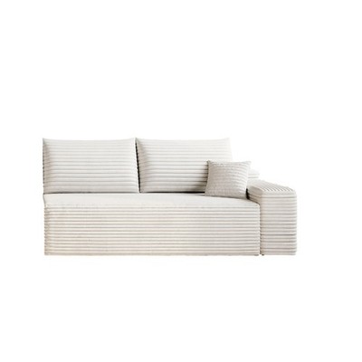 Modern Minimalist 2 Seater Sectional Sofa White Corduroy Upholstered