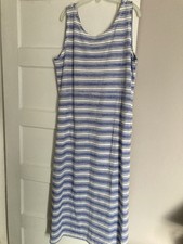 T by Talbots Tie-Back Stripe Maxi Dress Size large  Coastal Casual Beach 