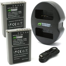 Wasabi Power Battery 2-Pack and Dual Charger for Olympus BLN-1, BCN-1