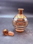 Vintage Irice Gold Striped Perfume Bottle Decanter Czech Glass — photo 3