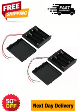 4 x 1.5V AA Battery Case Holder With Leads Cap And On/Off Switch, Black, 2 Pices