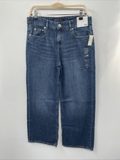 Aeropostale Jeans Womens 6 Short Blue Denim Aero Baggy Wide Leg Lightweight NWT