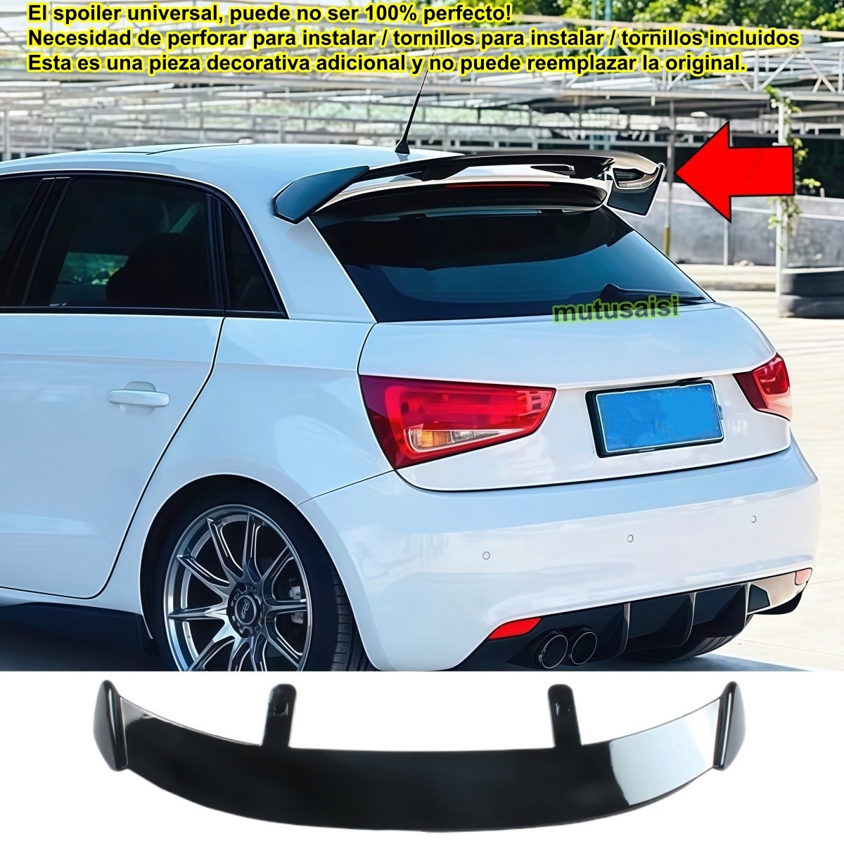 Aileron de toit haut de gamme look S1 pour Audi A1 3 portes et 5 portes