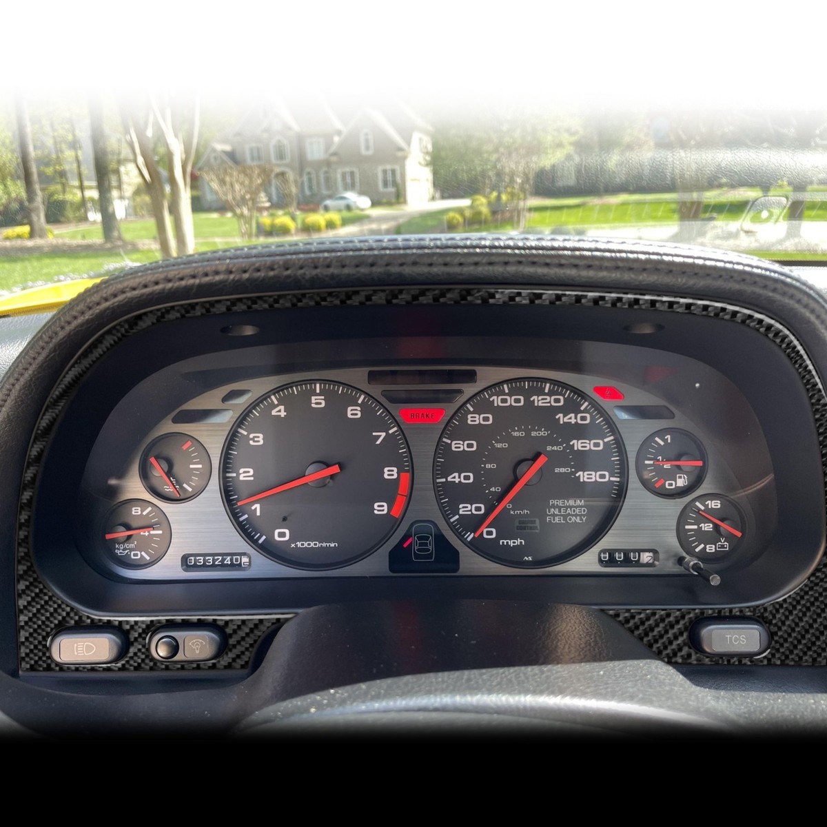Real Carbon Fiber Dashboard Speedometer Panel Frame Trim For Acura