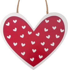 Valentines Day Door Decor Heart Shaped Wooden Hanging Wall Plaque Sign Valentine