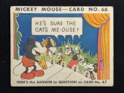 1935 Mickey Mouse Gum Card R89 - HIGH #! Early Disney #68 Minnie Pluto
