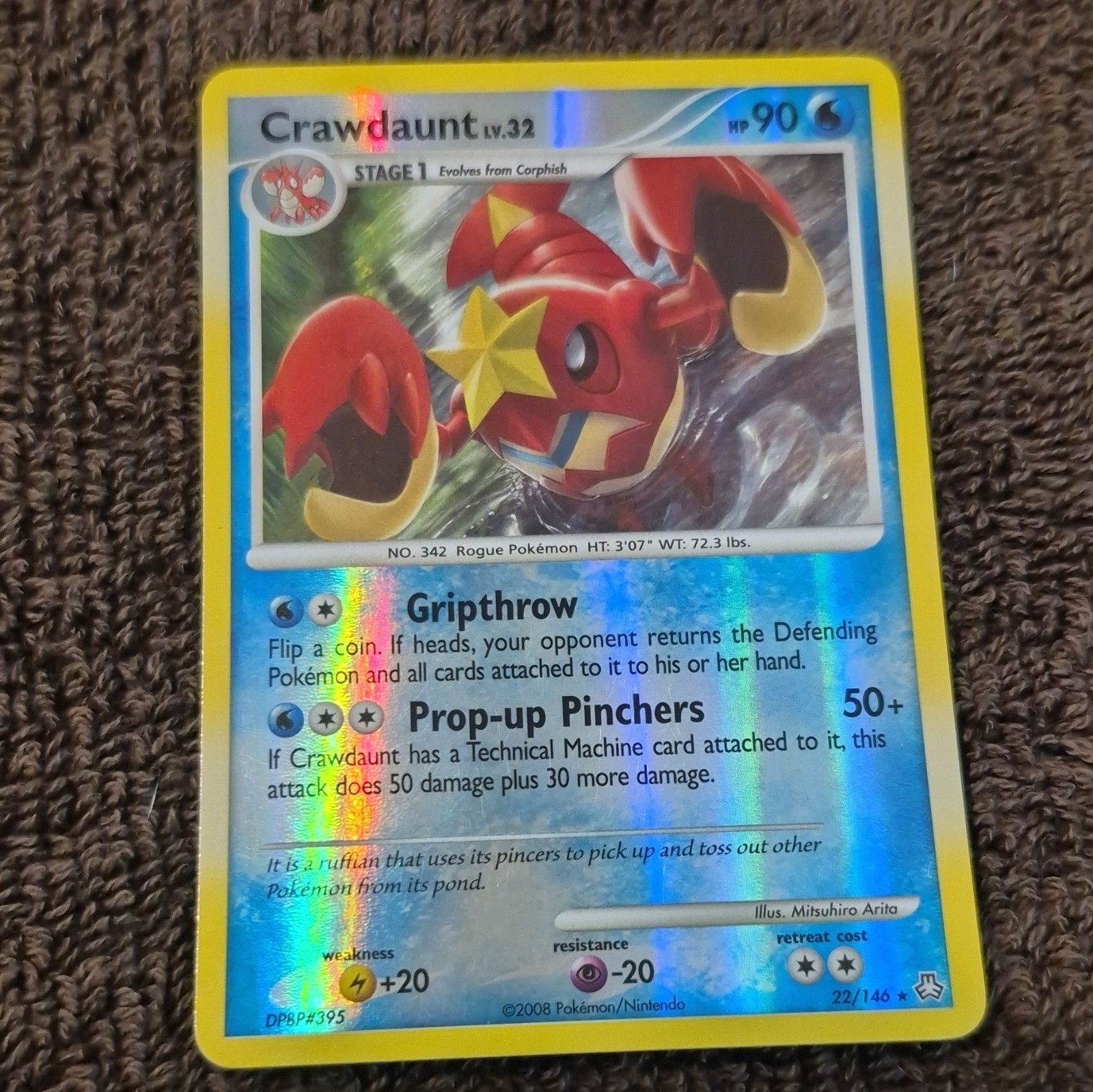 Pokémon/Nintendo Pokémon TCG Crawdaunt Holo Legends Awakened 22/146 2008 Eng