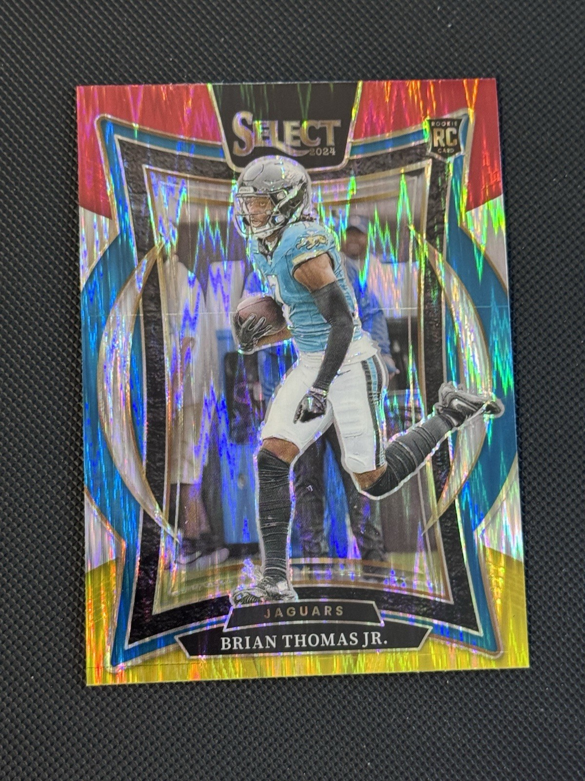 2024 Panini Select Concourse Brian Thomas Jr. #91 Red & Yellow Shock Prizm (RC)