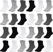 Toddler Socks, 24 Pairs Kids Socks for Boys Girls 1-14 Years Kids Crew Socks Mul