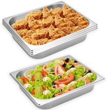 4 Pcs Half Size Hotel Pan 1/2 Size 2.5 Inch Deep Stainless Steel Steam Table ...