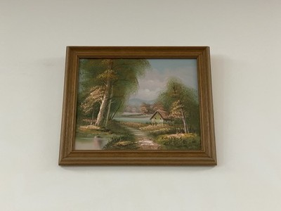 Originelles Ölbild Landschaft mit Hütte Sign. C. Inness 20. Jh VERHANDELBAR 