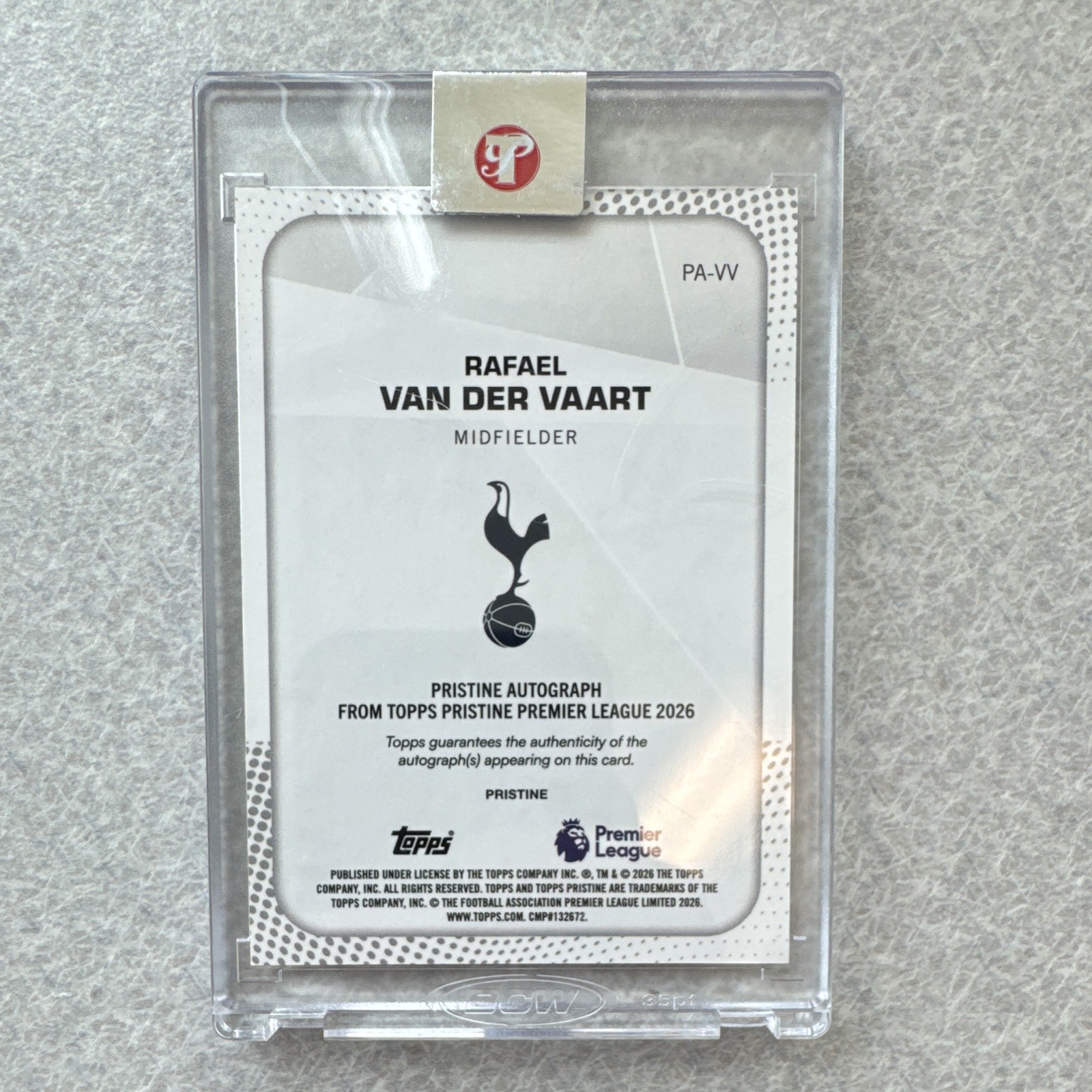 2025 Topps Pristine Premier League Rafael van der Vaart Auto Purple /99 Spurs view 2