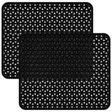 2 Pack Black PVC Kitchen Sink Mat Protector Bottom Grid Pad 12.6x10.5 In
