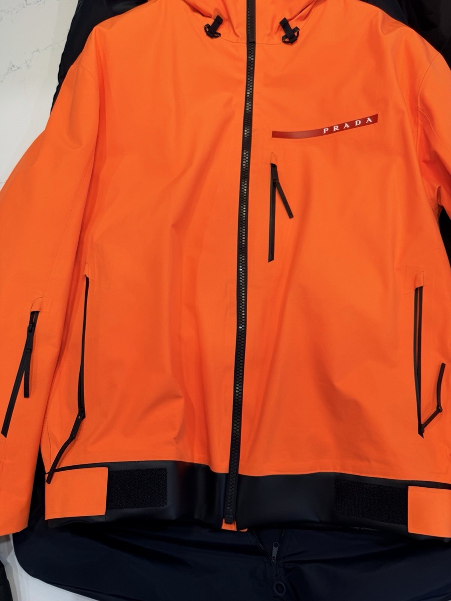 Prada Goretex Linea Rossa Neon Orange Jacket Sz L 100% Authentic