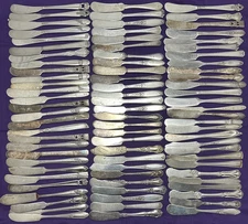 75 Pc  Antique to Vintage Silverplated FLAT BUTTER SPREADERS  Knives 5.5"-6.5"