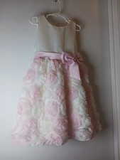 Rare Editions Girls' White Pink Floral Formal Dress Flower Girl Size 6