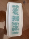 Vintage Pyrex Butter Dish Amish Butter Print Turquoise Great Condition